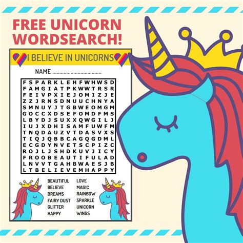 Unicorn Word Search Free Printable Download Puzzld