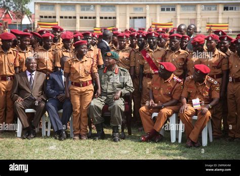 Uganda President Yoweri Museveni Center In Military Uniform With Senior Government Officers