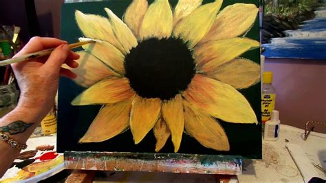 How To Paint A Sunflower With Acrylic Paint Lesson 3 Step By Step