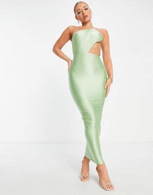 Vestido Midi Verde Con Abertura Lateral De Naked Wardrobe ASOS