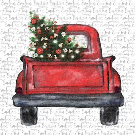 Christmas Truck 2 Hand Drawn Clipart Instant Download Etsy