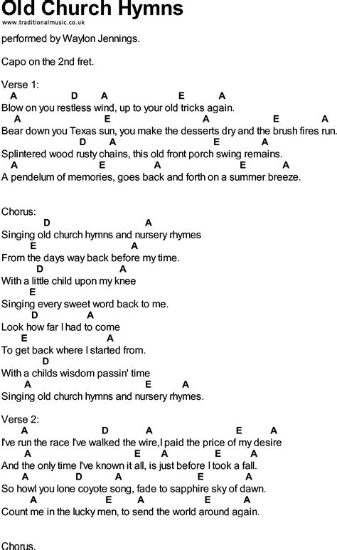 Bluegrass Songs With Chords Old Church Hymns