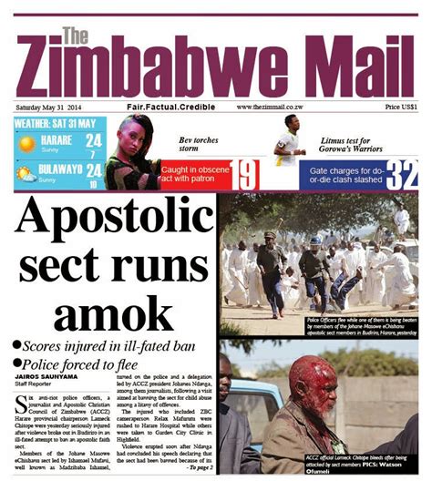 Gweru News Views And Solutions Zimbabwe Newspaper Front Pages For