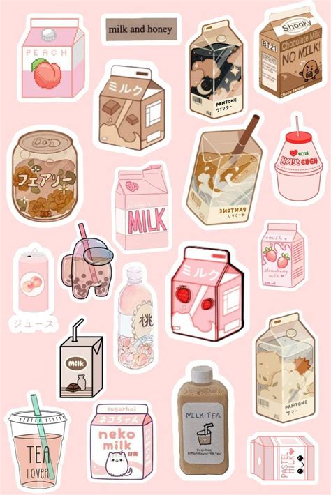 Aesthetic Milk Sticker Printable By Yanna Seni Jurnal Stiker Kawaii Pelajaran Fotografi
