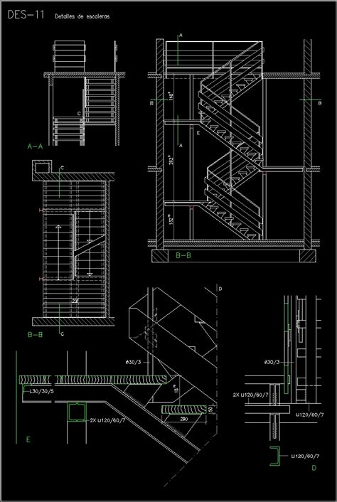 Double Return Stair Dwg Detail For Autocad Designs Cad