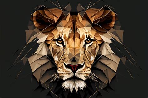 Geometric Lion Head Stock Illustration Illustration Of Orange