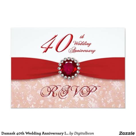 Damask 40th Wedding Anniversary Invitation Zazzle 40th Wedding