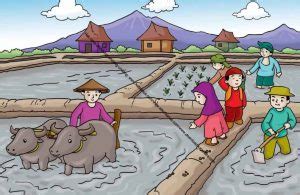 60 gambar mewarnai seru bagus dan mudah untuk anak lengkap. Gambar (6) Petani Sedang Bekerja Menanam Padi di Sawah | Ebook Anak