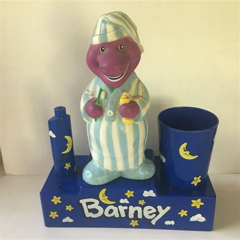 Rare Vintage Collectible 90s Barney The Purple Dinosaur Figure W Cup