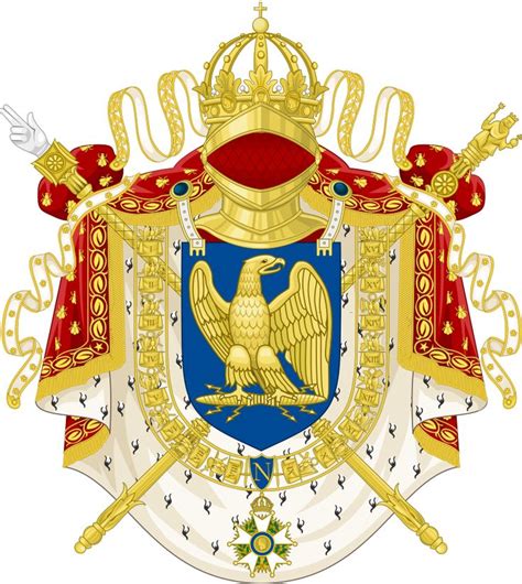 imperial coat of arms of france 1804 1815 Исторические гербы Франции wikimedia commons