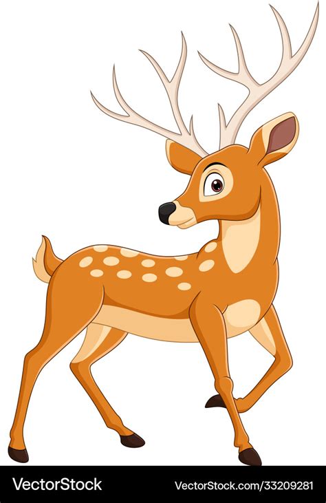 Cartoon Deer Isolated On White Background Vector Image