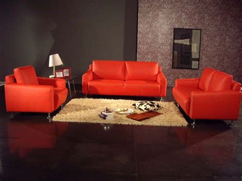 Stylish Contemporary Living Room Orange Sofa Set Picture Listed In