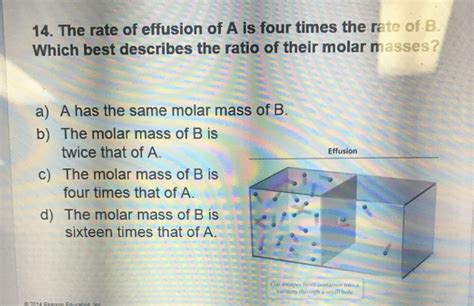 Solved 14 The Rate Of Effusion Of A Is Four Times The Rate