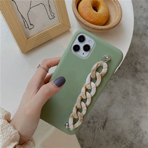 Matcha Green Iphone Case With Chain Bracelet Strap Apple Etsy