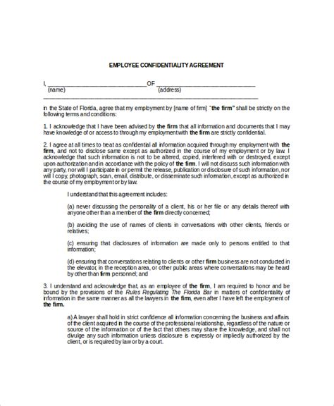 9 Employee Confidentiality Agreement Templates Free Sample Example