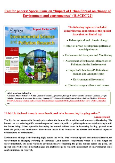 Pdf Call For Papers Special Issue On Impact Of Urban Sprawl On