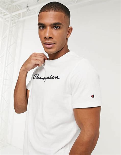Champion Large Logo T Shirt In White Asos