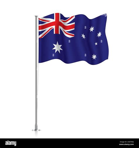Australia Flag Waving On A Metallic Pole The Official Flag Of