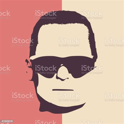 Man Avatar Front View Male Face Silhouette Stock Illustration