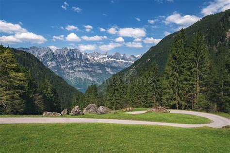 Alpine Road In The Swiss Alps On A Sunny Day Stock Photo Image Of