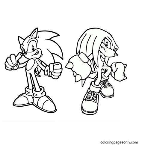 Sonic With Knuckles Coloring Page Free Printable Coloring Pages