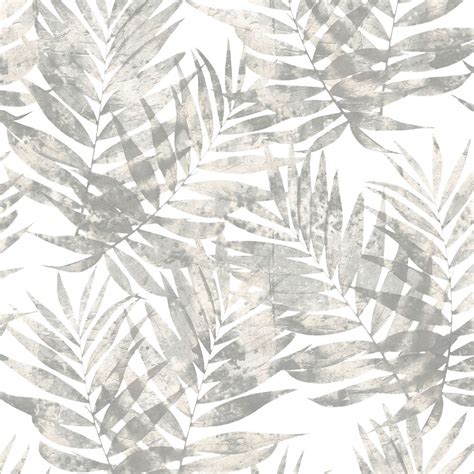 Galerie Organic Textures Tropical Leaves Grey Wallpaper G67945