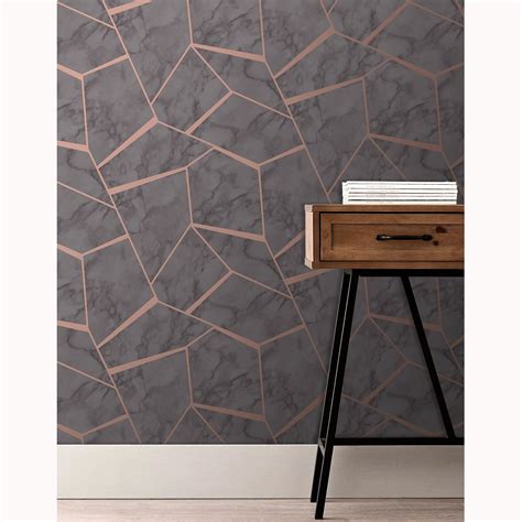Fine Decor Fractal Geometric Marble Metallic Wallpaper