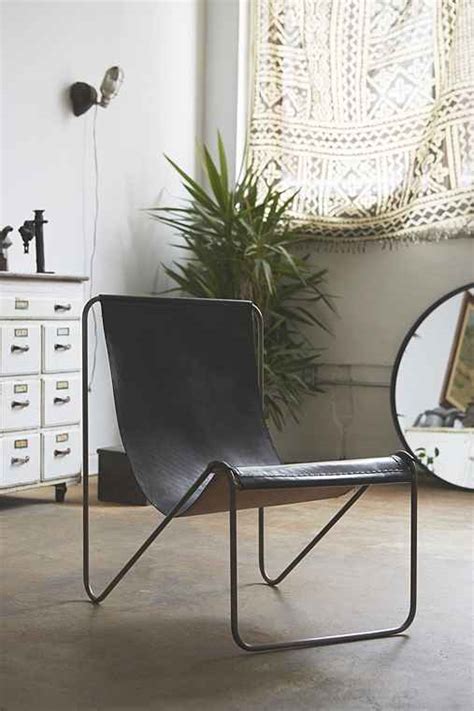Solid teak directors chair with leather seat and back. Maddox Leather Sling Chair - Urban Outfitters