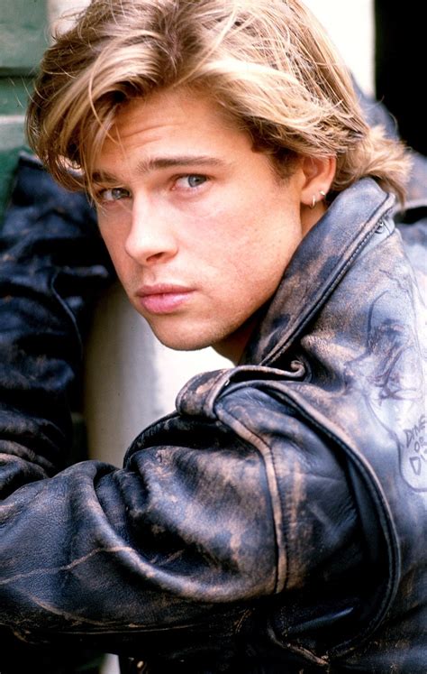 A Young Brad Pitt In Worn Biker Jacket Ages And Stages Pinterest