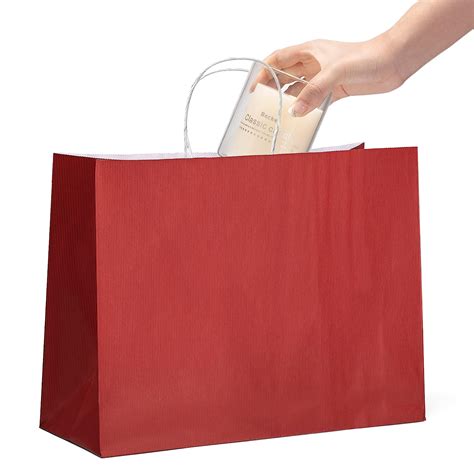 Gssusa Red Paper Bags T Party Bags With Handles 16x6x12 50pack