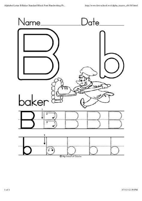 alphabet letter b baker standard block font handwriting