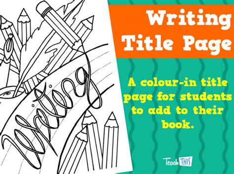 Writing Title Page Printable Title Pages For Primary School