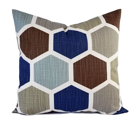Blue Pillow Cover Blue And Brown Pillow Geometric