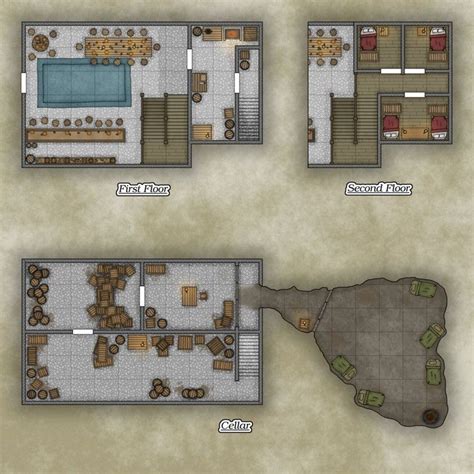 Simple Tavern Tabletop Rpg Maps Dungeon Maps Fantasy Map