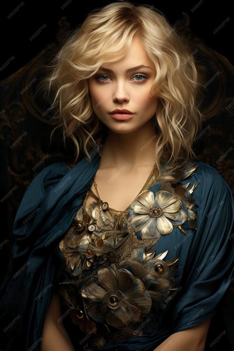 premium ai image beautiful woman with blond hair and blue eyes ai generative