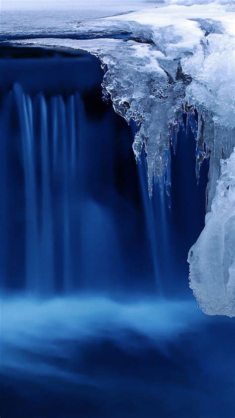 Nature Frozen Ice Waterfall Iphone 8 Wallpapers Free Download