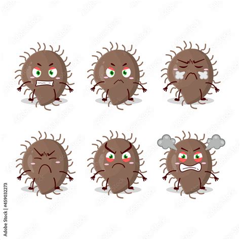 Coronaviridae Cartoon Character With Various Angry Expressions Stock