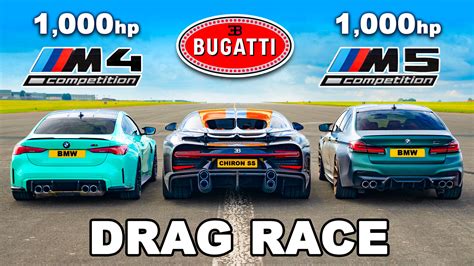 Drag Race Bugatti Chiron Super Sport Vs Tuned Bmw M5 Vs Tuned Bmw M4 Carwow
