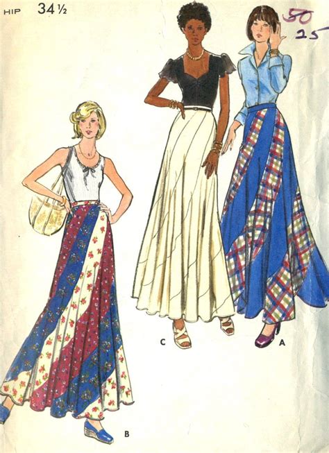 vintage 70s butterick 3557 uncut misses bias swirl maxi skirt etsy skirt patterns sewing