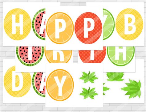 Printable Tutti Frutti Happy Birthday Banner Tutti Frutti Etsy