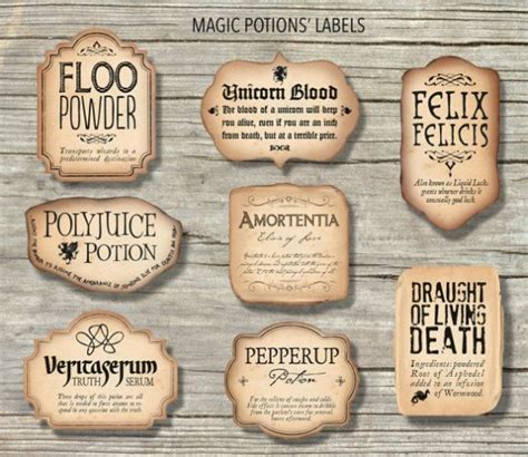 Printable Potion Labels