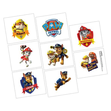 Paw Patrol Temporary Tattoos Birthday Party Favor Pack Of 8