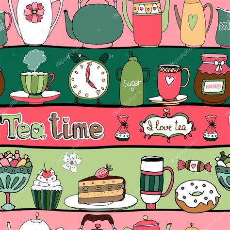 Tea Time Seamless Background Pattern Stock Vector Image By ©k3star