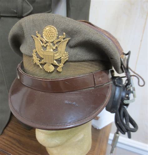 Fine Ww2 Army Air Force Crusher Cap With Headset Battleground Antiques