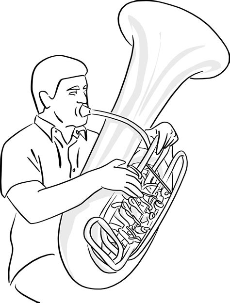 Man Playing Tuba Vector Illustration Sketch Doodle Hand Drawn Wi Stock