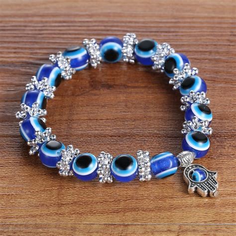 Fashion Blue Turkish Evil Eye Bead Protection Bracelet Bangle Good Luck