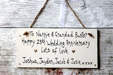 Madeat Th Wedding Anniversary Gift Plaque Sign Nanny Grandad Silver Wedding Anniversary
