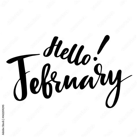 Greeting Card With Phrase Hello February Vector Isolated Illustration