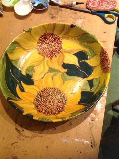 Hand Painted Sunflower Fruitbowl Made By Moi This Afternoon