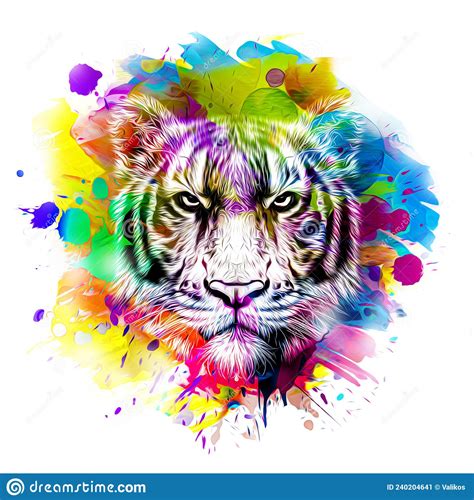 Bright Abstract Colorful Background With Tiger Paint Splashes Color